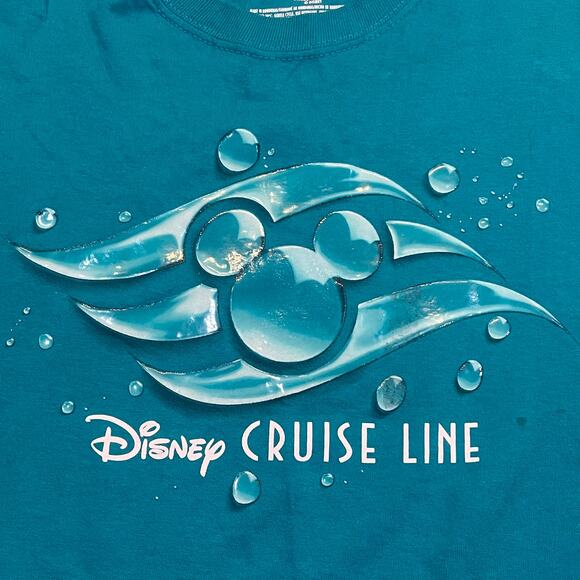 Disney Cruise Line Men Medium Logo Graphic T-shirt Blue Short Sleeve Bubbles - Picture 1 of 6